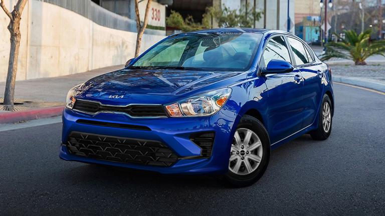 2023 Kia Rio LX front left in blue